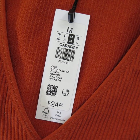 Garage Cropped Orange V-neck Top - Picture 3 of 6